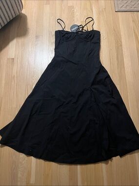 BabyBoo Black Midi Slip Dress with Spaghetti Straps